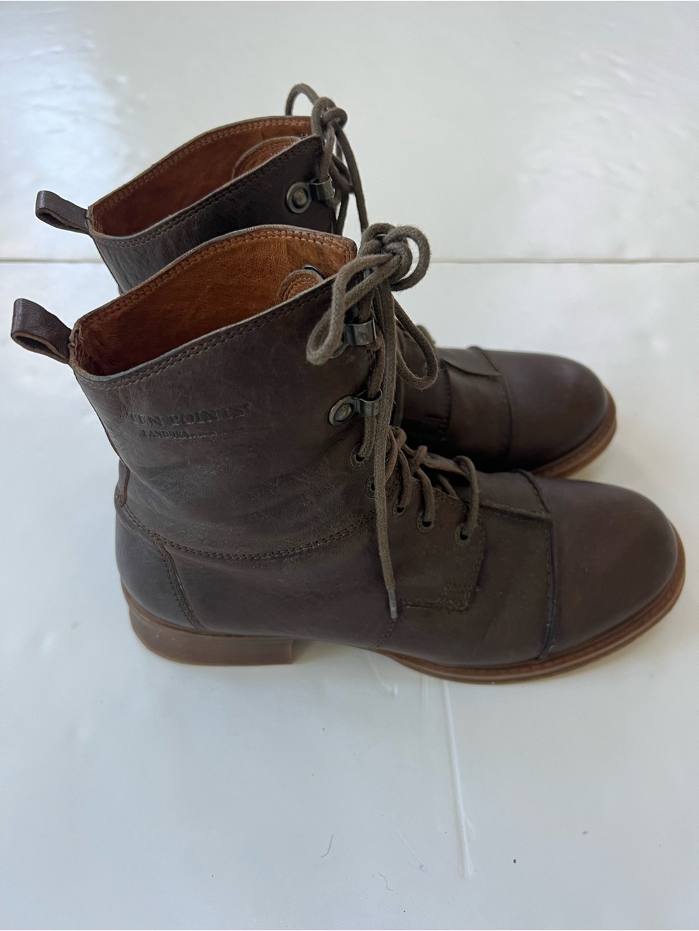 Genuine Brown Leather Combat Boots Made in Portugal size 39